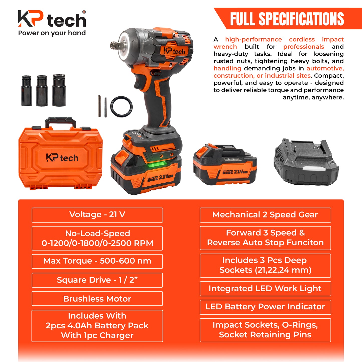 Cordless Impact Wrench BK-CIW2150-4AH
