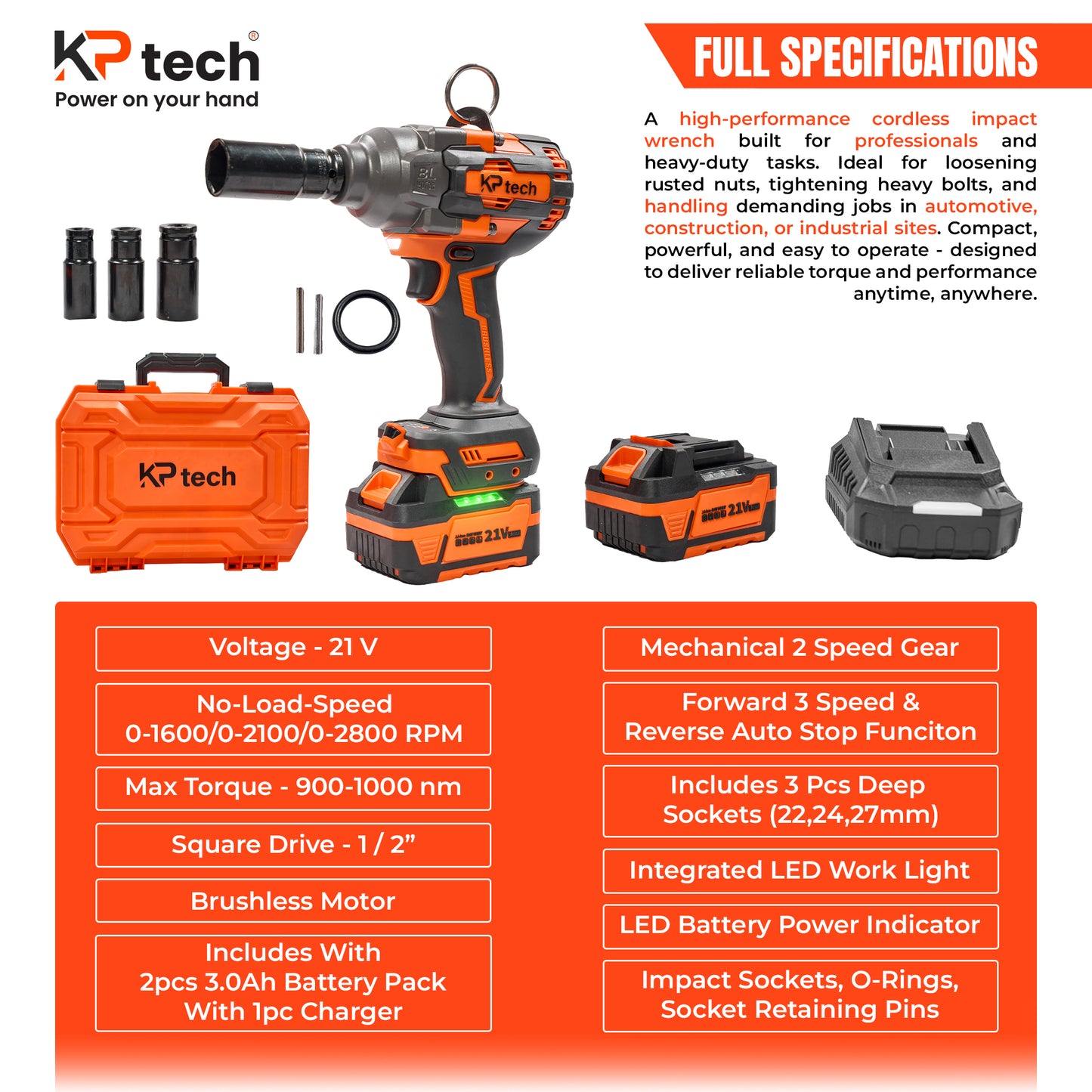 Cordless Impact Wrench BK-CIW2110-3AH