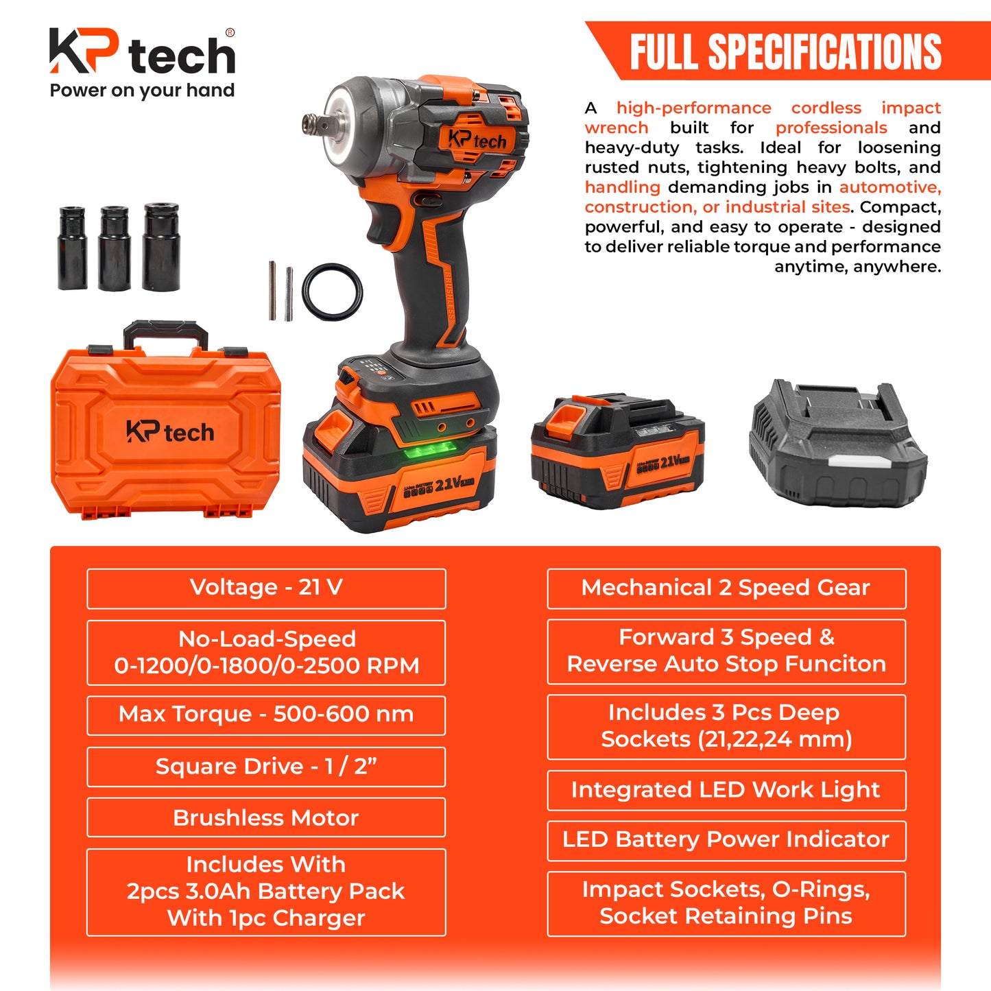 Cordless Impact Wrench BK-CIW2150-3AH