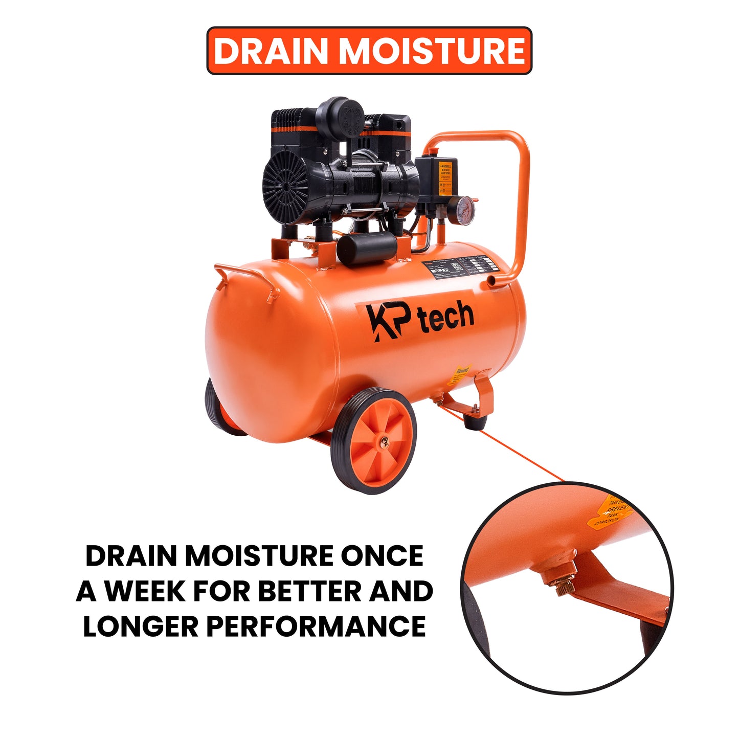 Oil free and silent Air compressor 960W | 30L Tank