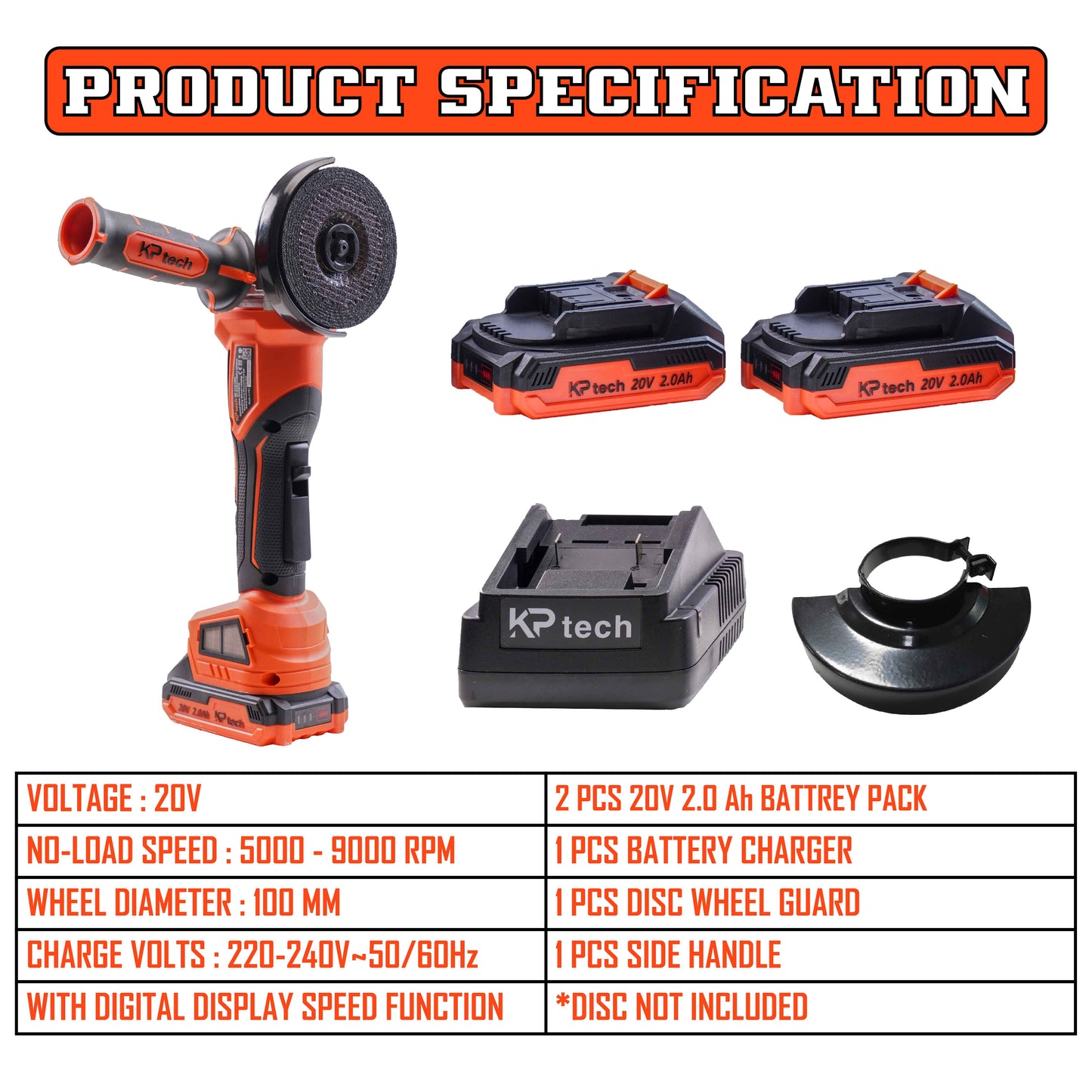 Cordless Angle Grinder 20V