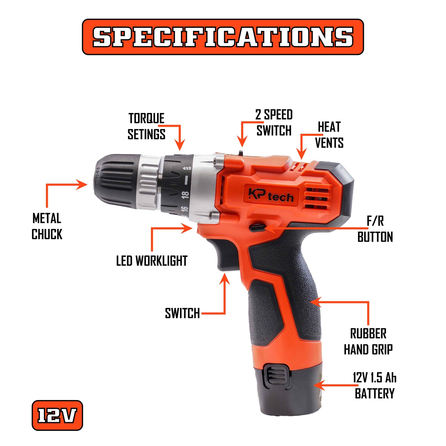 Cordless Drill 12V | 22NM Torque