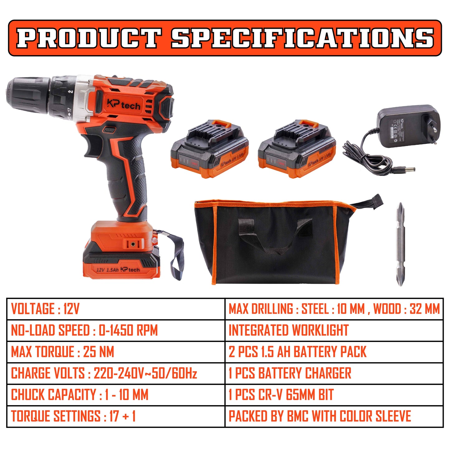 Cordless Drill 12V | 25NM Torque