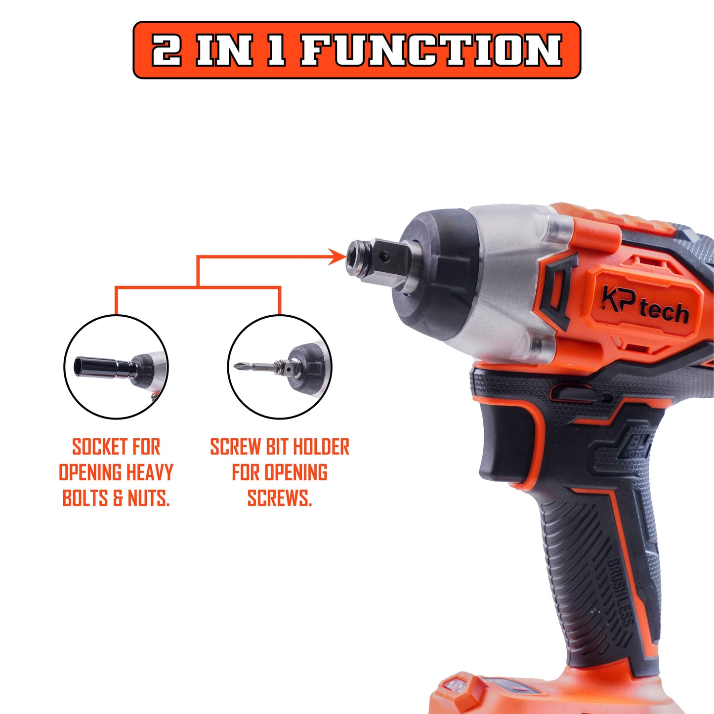 2 in 1 Cordless Impact Wrench + Screw Driver 20V