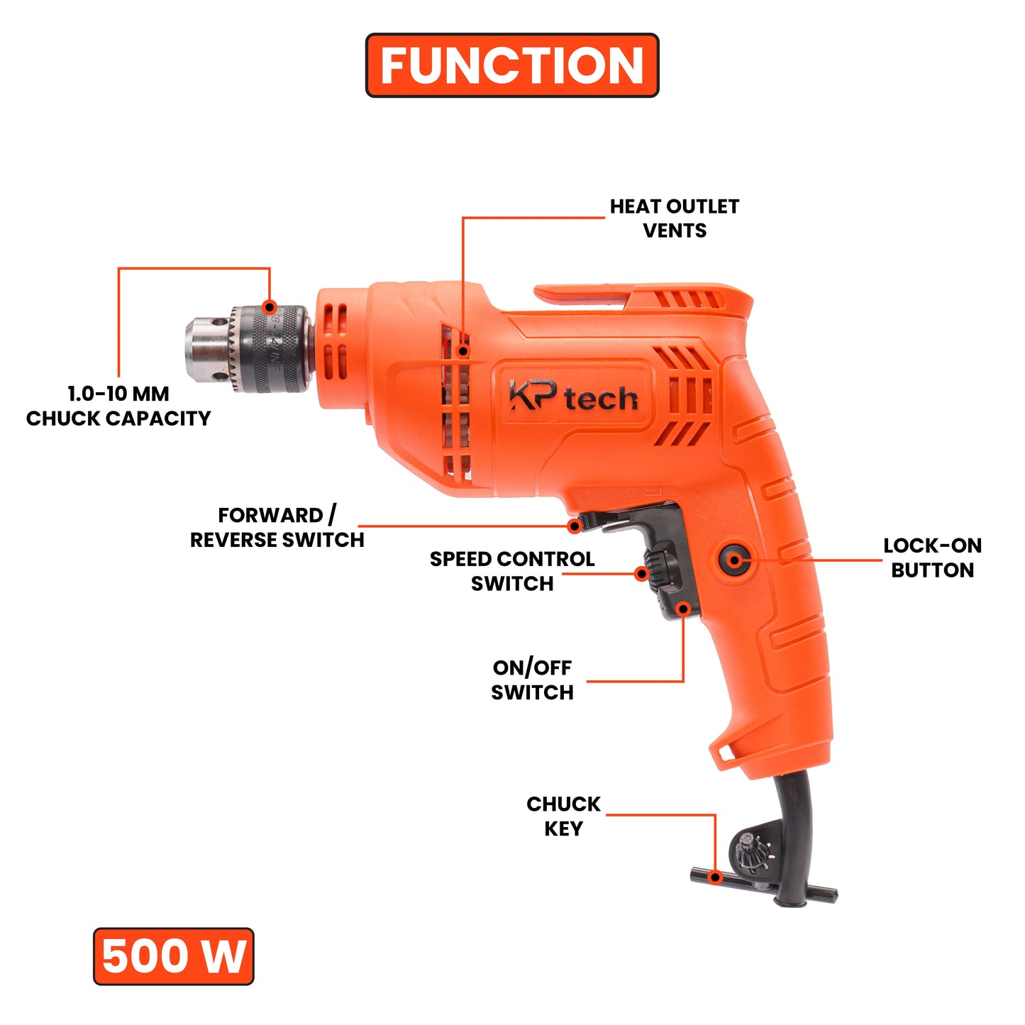 Impact Drill 500W | 10mm Chuck