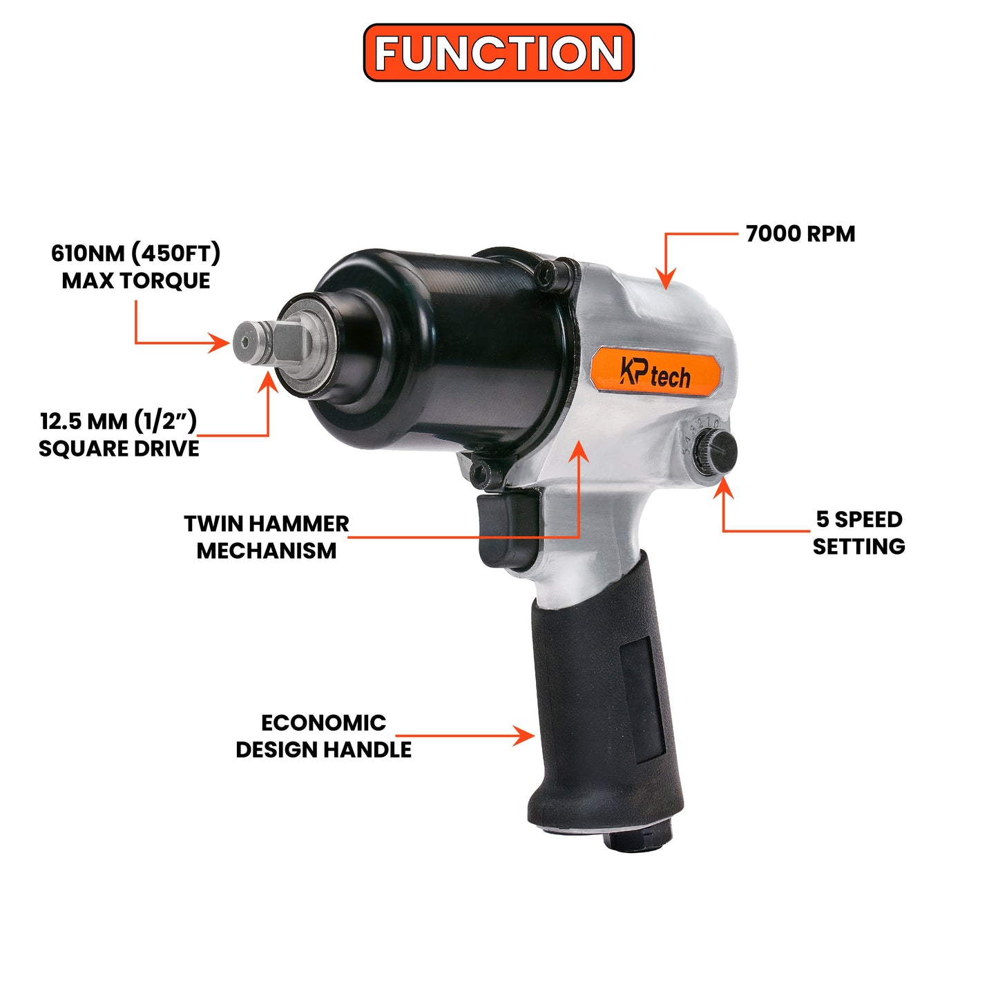 Air Impact wrench 610Nm(650ft)
