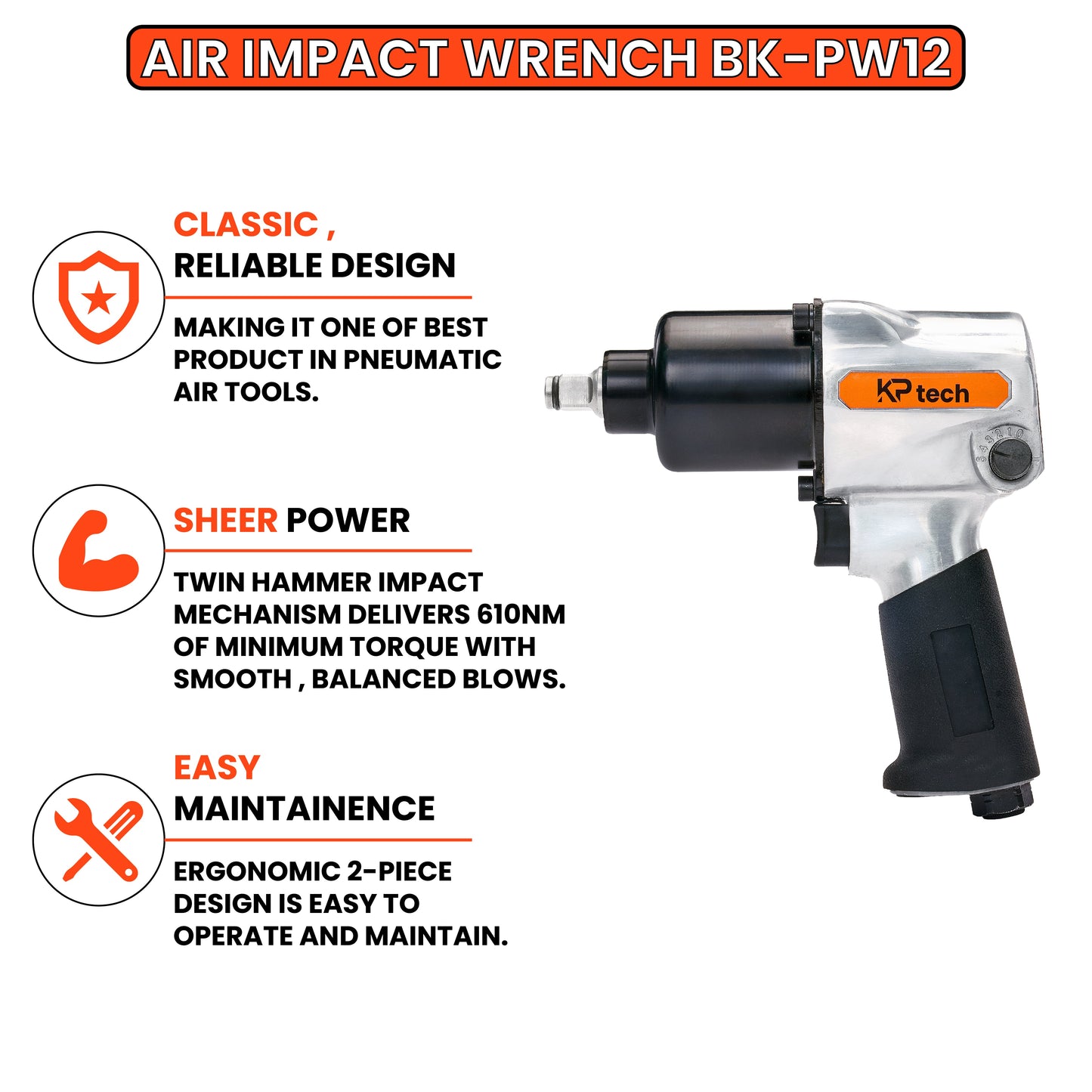Air Impact wrench 610Nm(650ft)