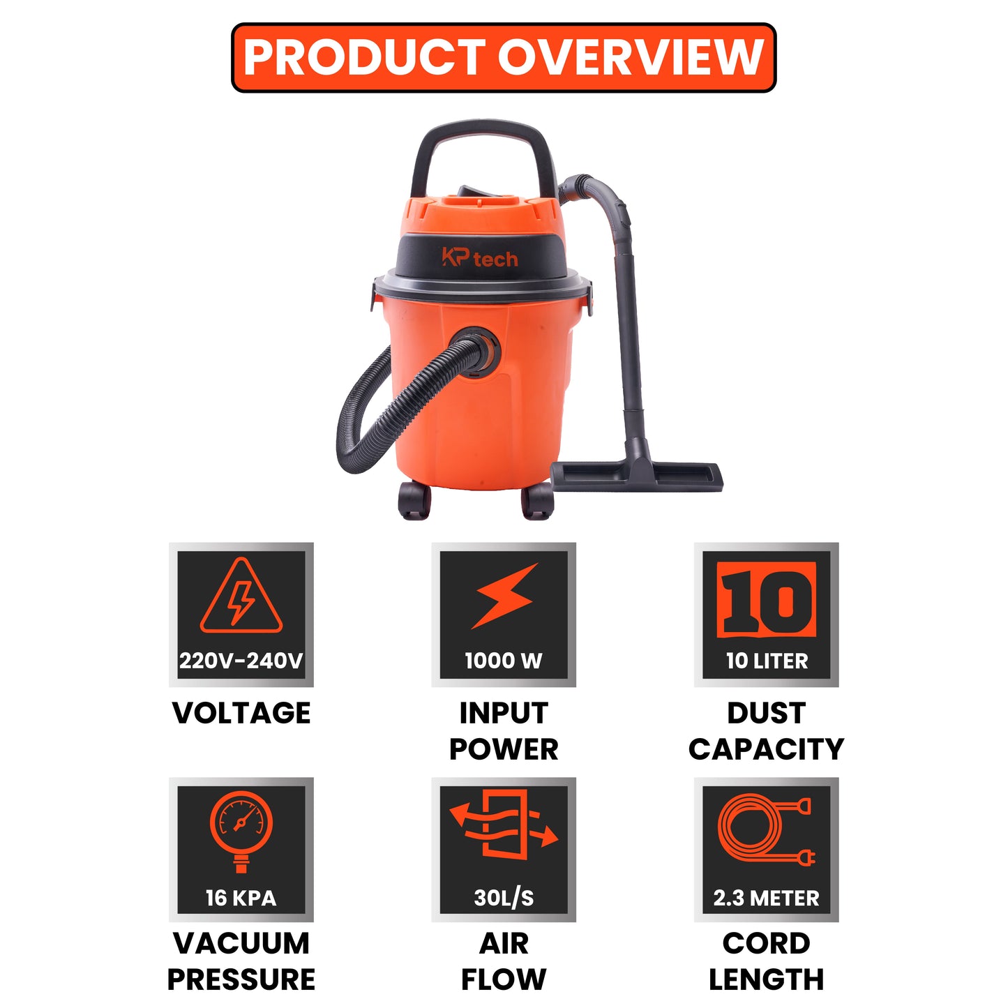 Vacuum Cleaner Wet & Dry 1000W | 10L