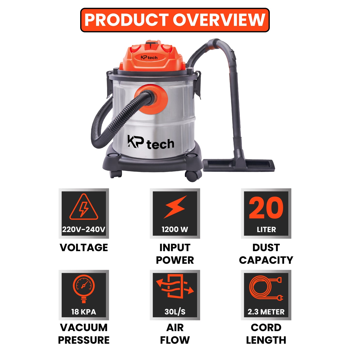 Vacuum Cleaner Wet & Dry 1200W | 20L