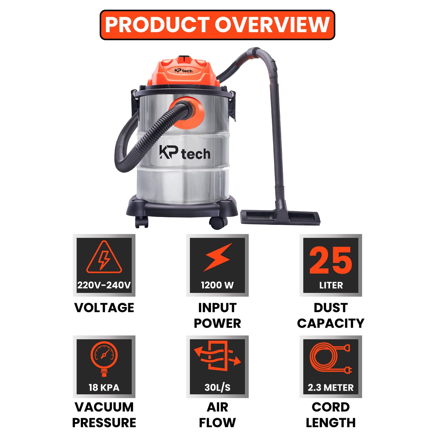 Vacuum Cleaner Wet & Dry 1200W | 25L