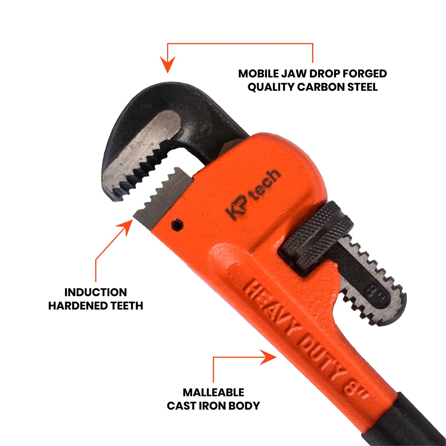Heavy Duty Pipe Wrench | 8 Inch | HT-HPW0801