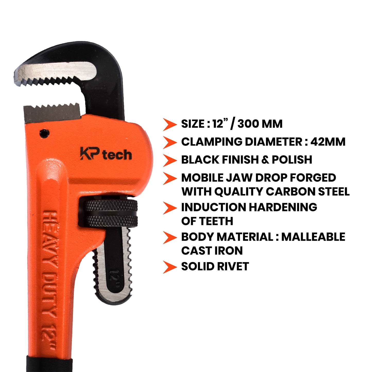 Heavy Duty Pipe Wrench | 12 Inch | HT-HPW1201