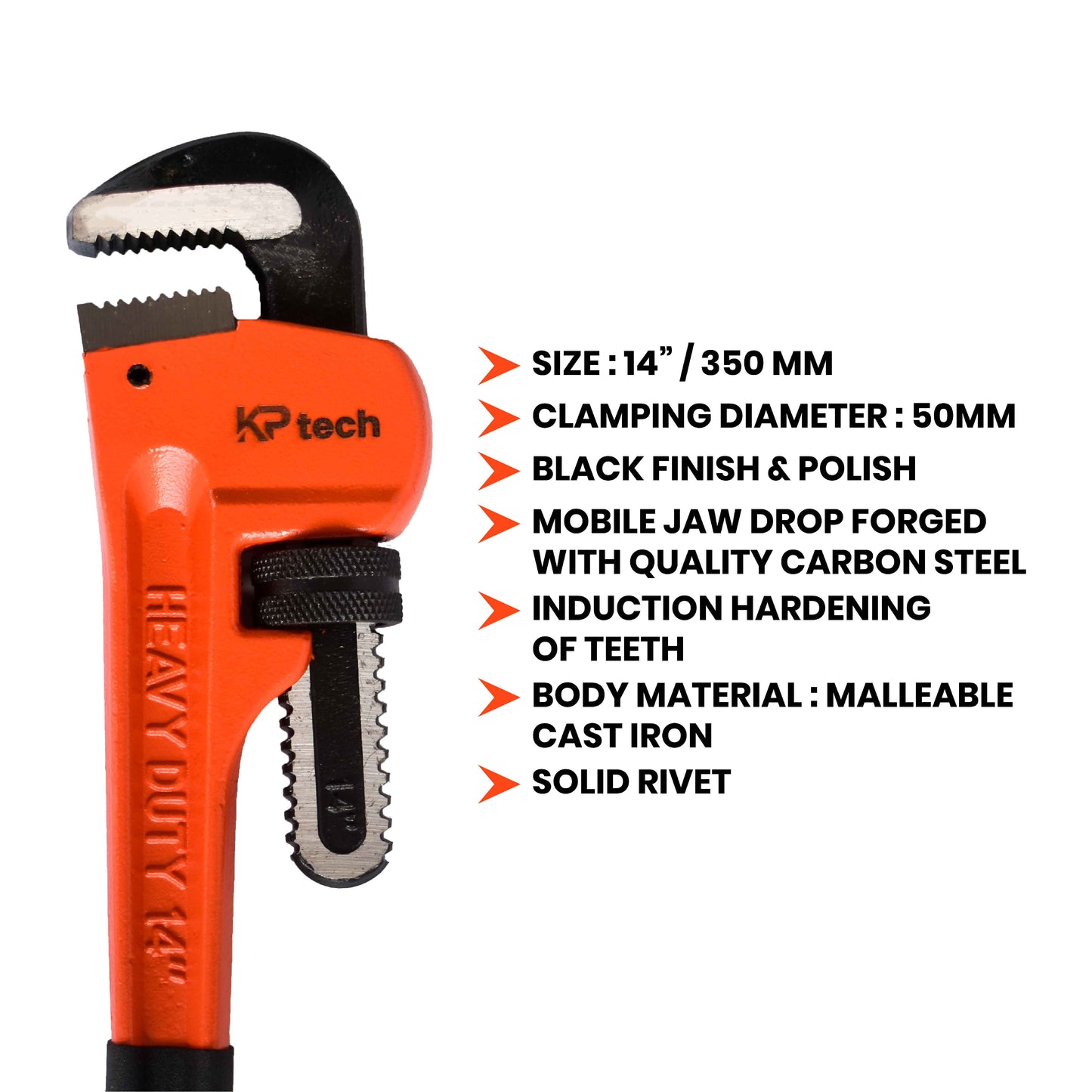 Heavy Duty Pipe Wrench | 14 Inch | HT-HPW1401
