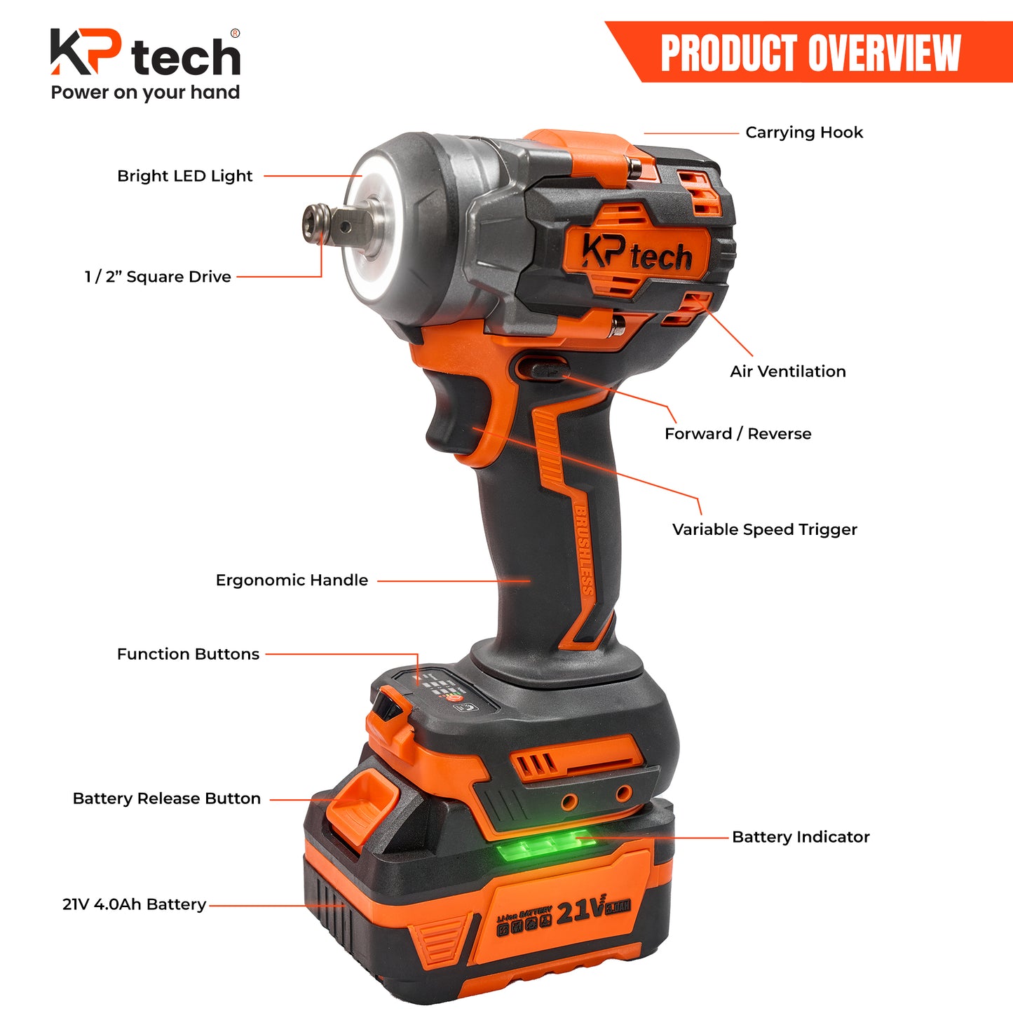 Cordless Impact Wrench BK-CIW2150-4AH