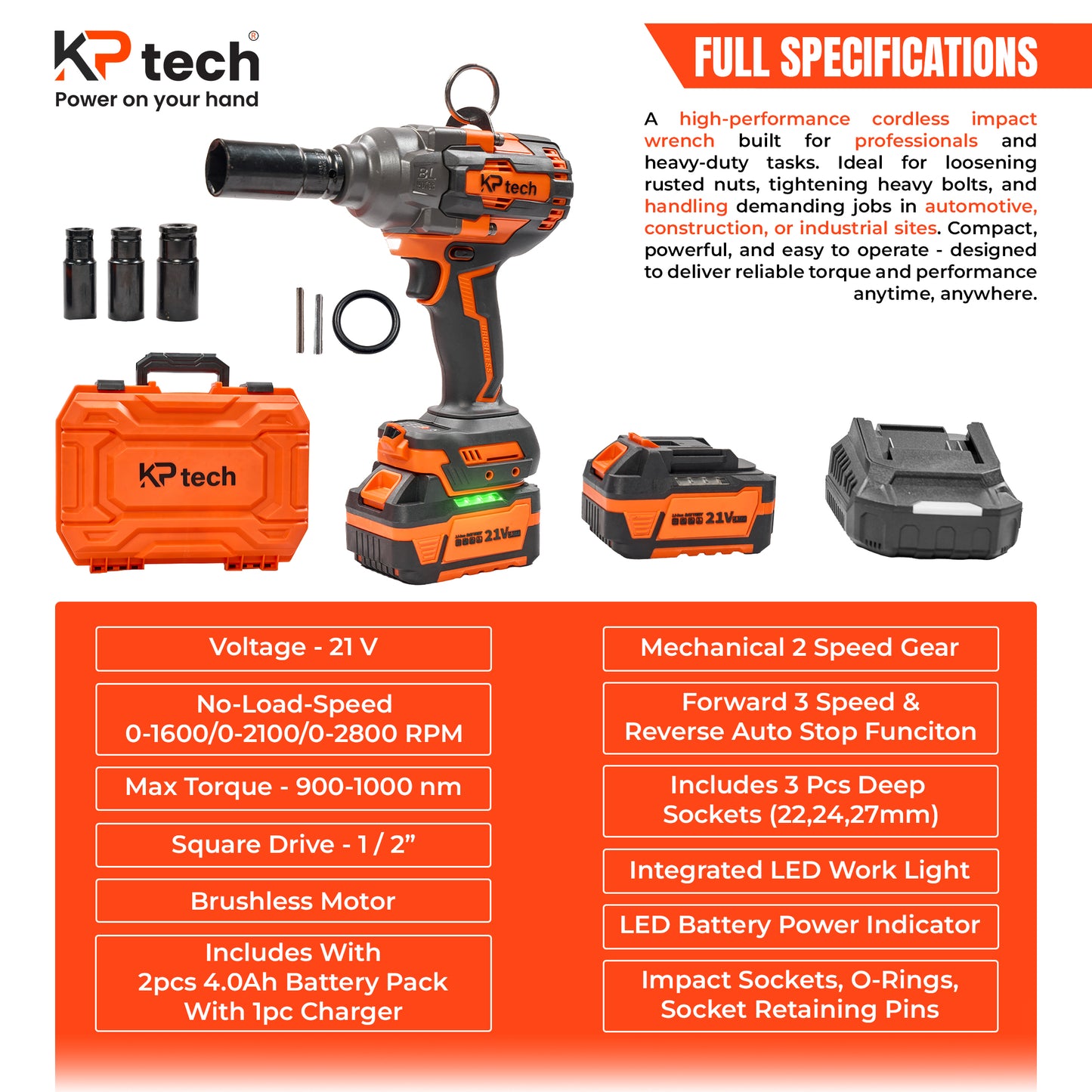 Cordless Impact Wrench BK-CIW2110-4AH