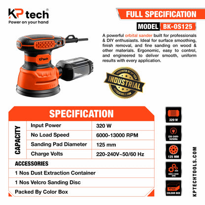 Orbital Sander 320W, 125mm | 5" BK-OS125