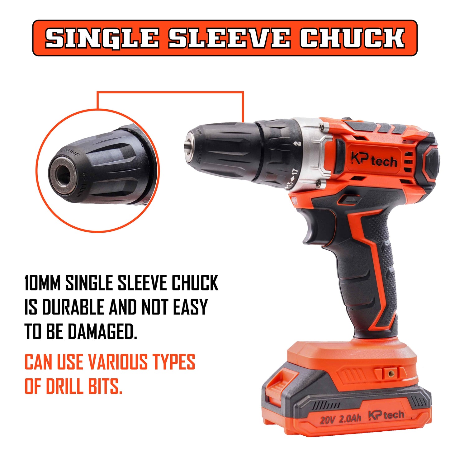 Tool Kit with 20V Cordless Impact Drill | 35 NM Torque