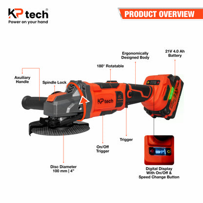 Cordless Angle Grinder 21V 4.0Ah, 100mm | 4", BK-CLG102