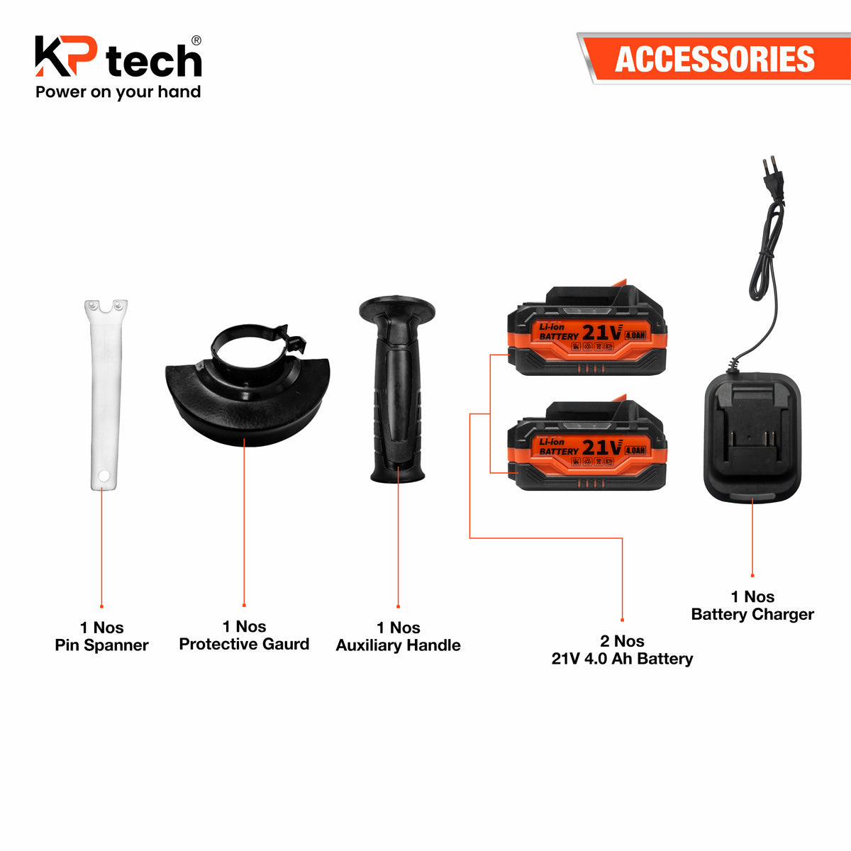 Cordless Angle Grinder 21V 4.0Ah, 100mm | 4", BK-CLG102