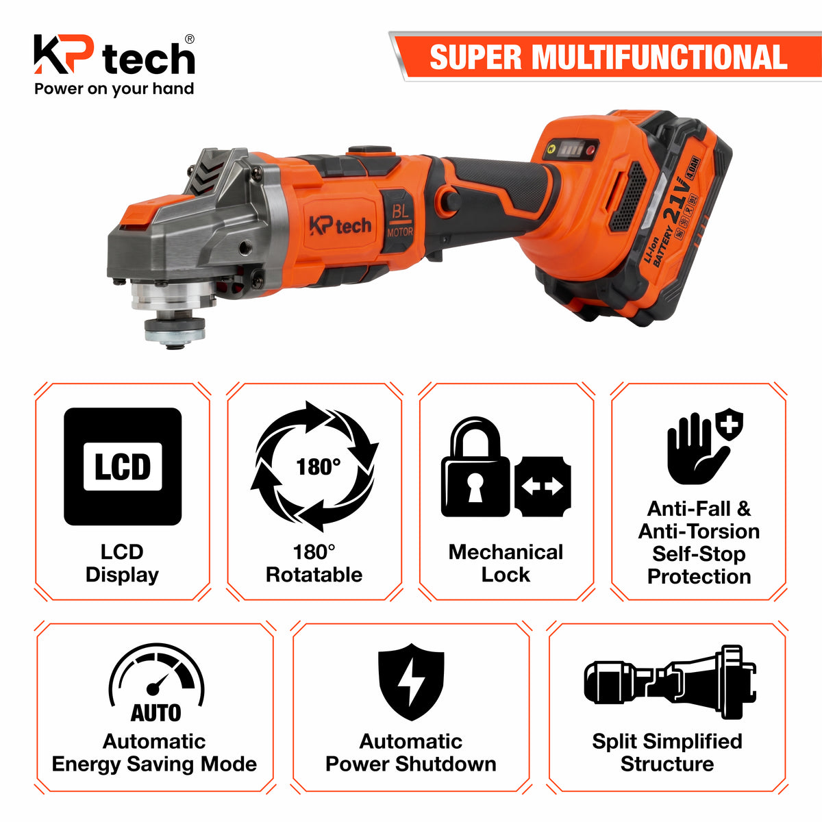 Cordless Angle Grinder 21V 4.0Ah, 100mm | 4", BK-CLG102