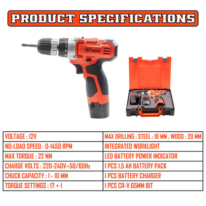 Cordless Drill 12V | 22NM Torque