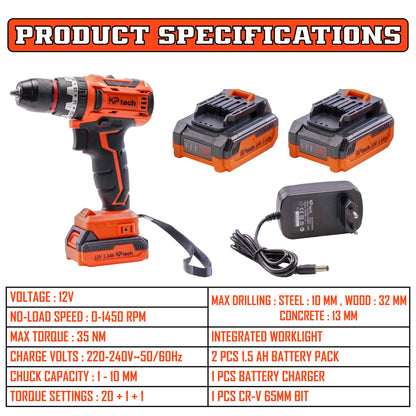 Cordless Drill 12V | 35NM Torque