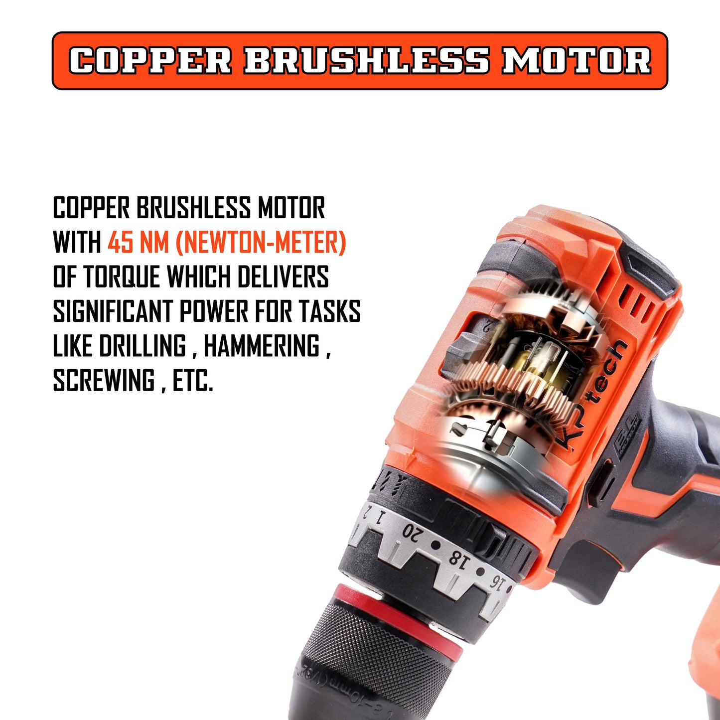 Tool Kit with 20V Cordless Impact Drill | 45 NM Torque