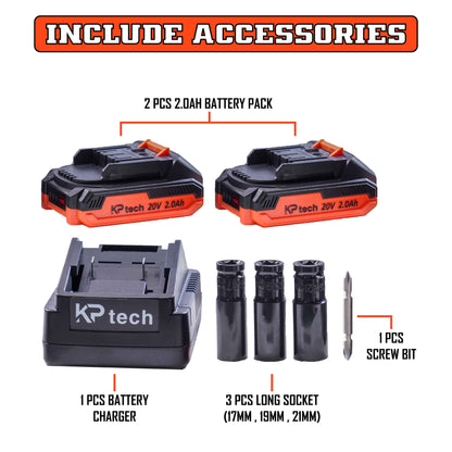 2 in 1 Cordless Impact Wrench + Screw Driver 20V