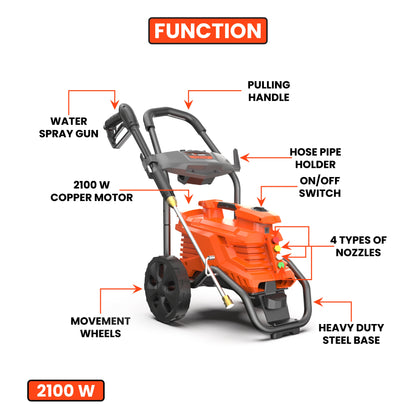 High pressure washer 2100W | 150Bar(2150PSI) Pressure