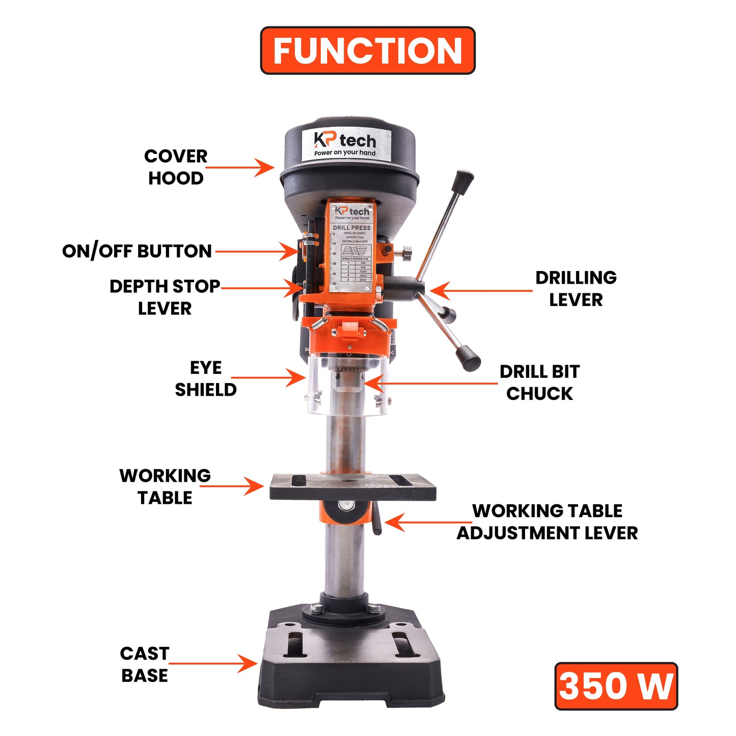 Drill press 350W | 620-3140 RPM