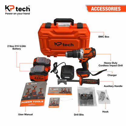 Cordless Impact Drill 21V 5.0Ah | 120 NM | 0-450, 450-1500 RPM | BK-CID13120