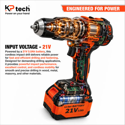 Cordless Impact Drill 21V 5.0Ah | 120 NM | 0-450, 450-1500 RPM | BK-CID13120