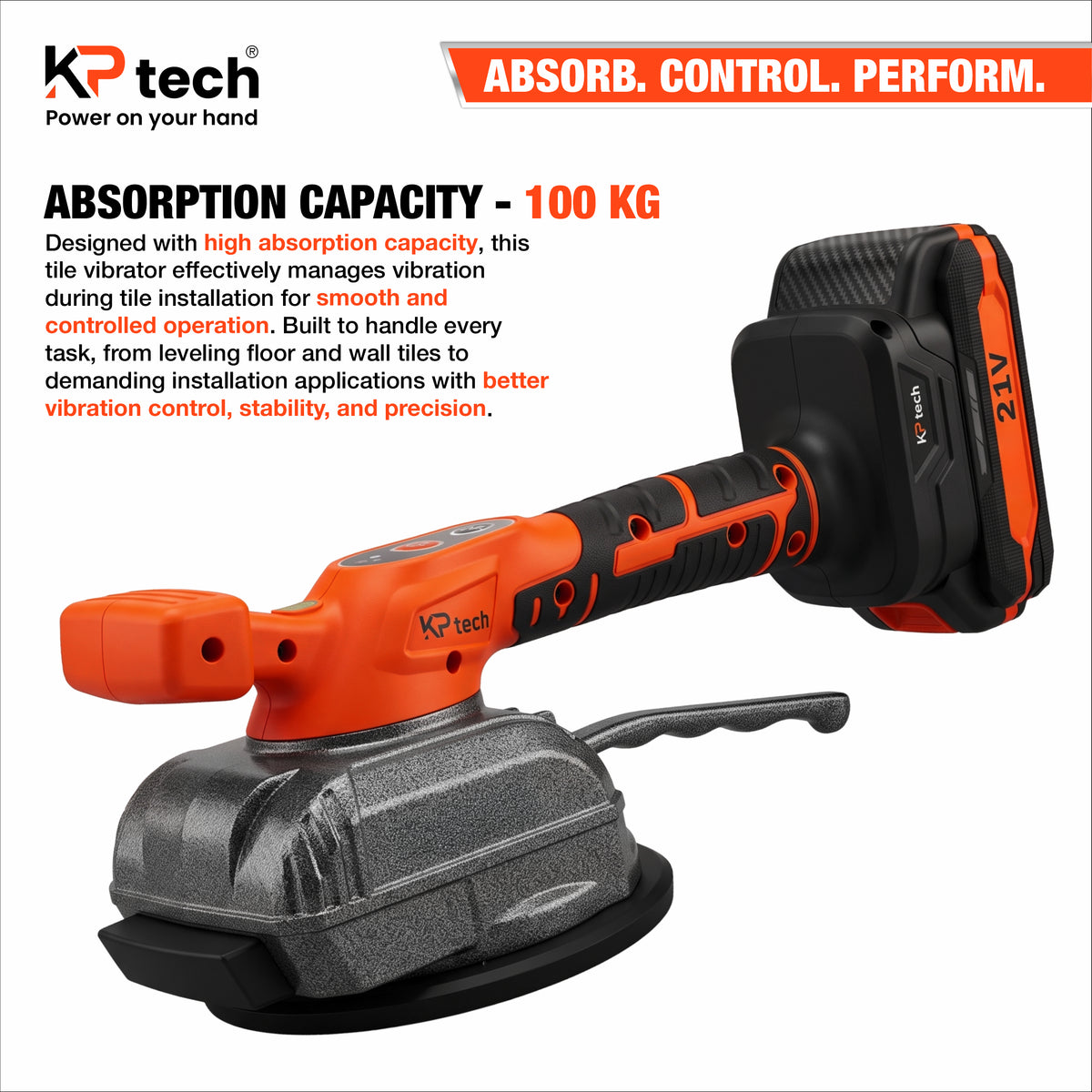 Cordless Tile Vibrator 21V 2.0Ah | 0-15000 VPM | BK-CTV3001
