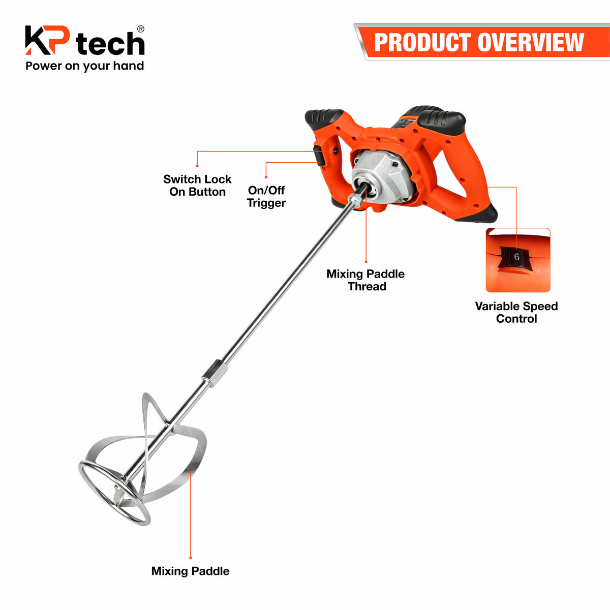 Paint Mixer 1200W | 0-900 RPM | BK-MX12001