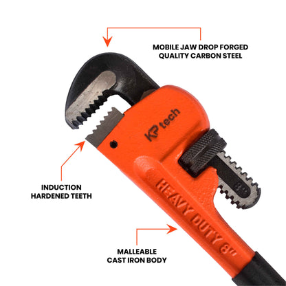 Heavy Duty Pipe Wrench | 8 Inch | HT-HPW0801